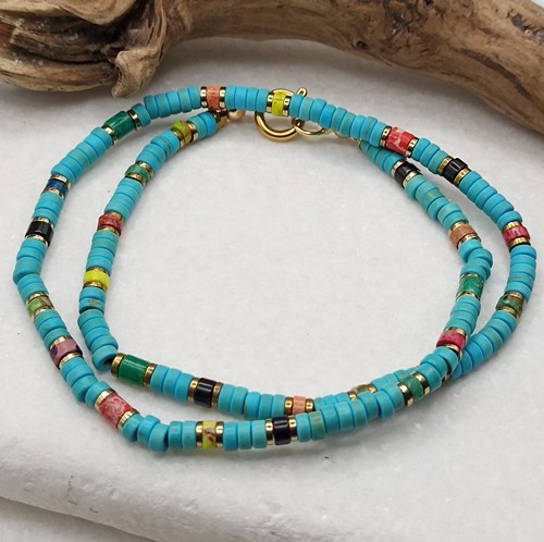 Przejdź do produktu Naszyjnik krótki Summer Time vol.I, damski/męski, czoker, magnezyt, jaspis cesarski, hematyt, kolorowy